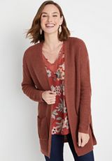 Brown Waffle Knit Cardigan, C5436, small