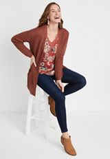 Brown Waffle Knit Cardigan, C5436, small