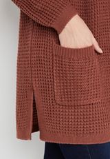 Brown Waffle Knit Cardigan, C5436, small