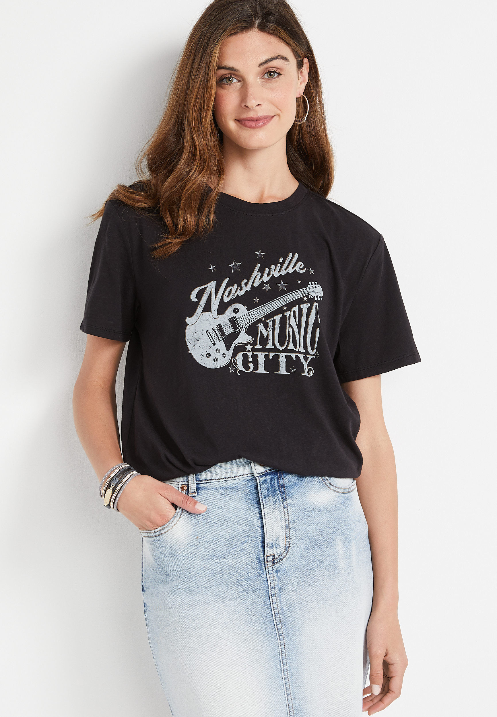 Black Nashville Oversized Graphic Tee | maurices