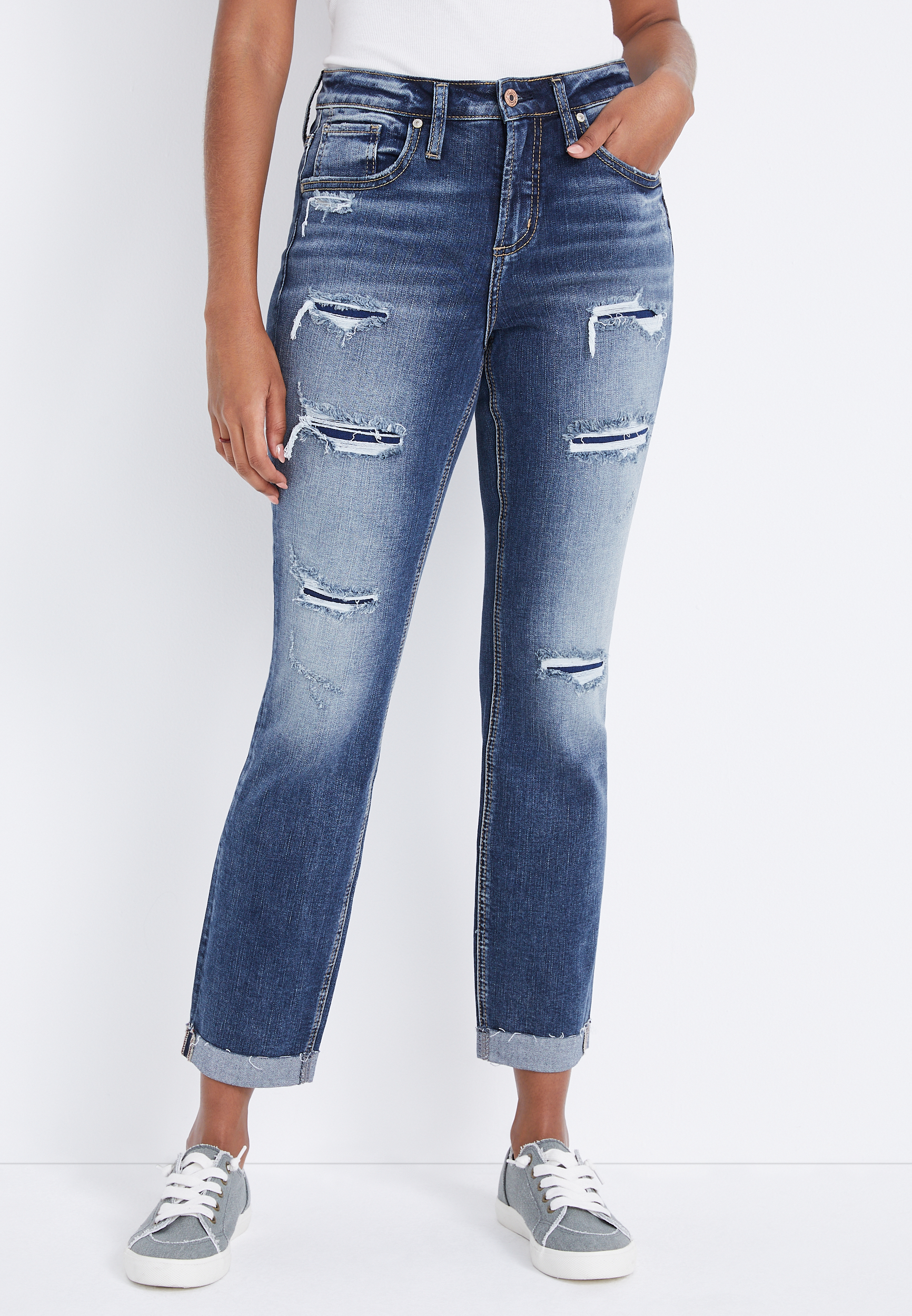maurices silver boyfriend jeans
