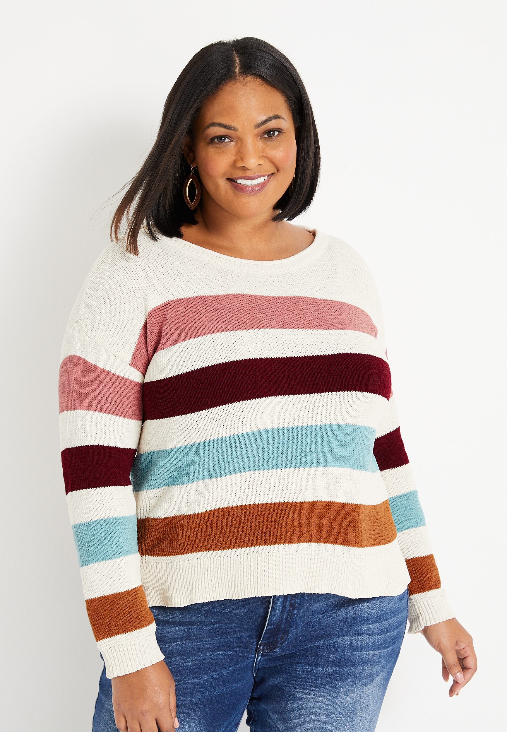 Plus Size Colorblock Matte Chenille Sweater | maurices