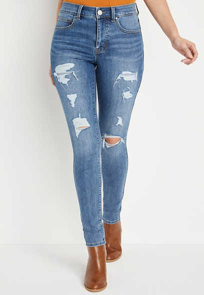 m jeans by maurices™ Everflex™ Super Skinny High Rise Ripped Jean