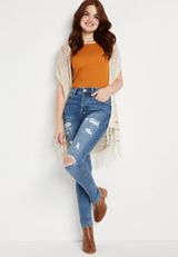 m jeans by maurices&trade; Everflex&trade; Super Skinny High Rise Ripped Jean, C3337, small
