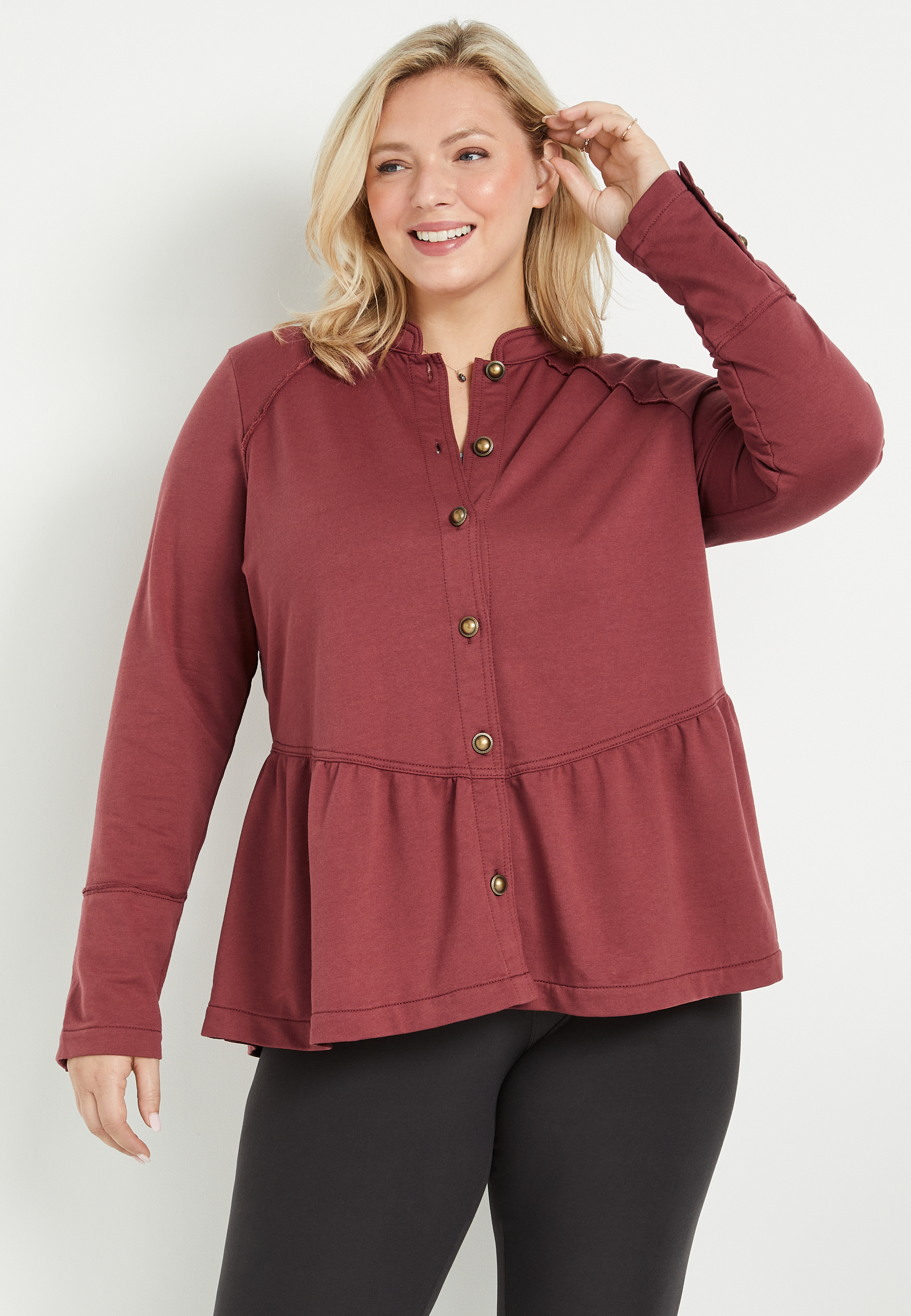 Plus Size Red Peplum Military Jacket maurices