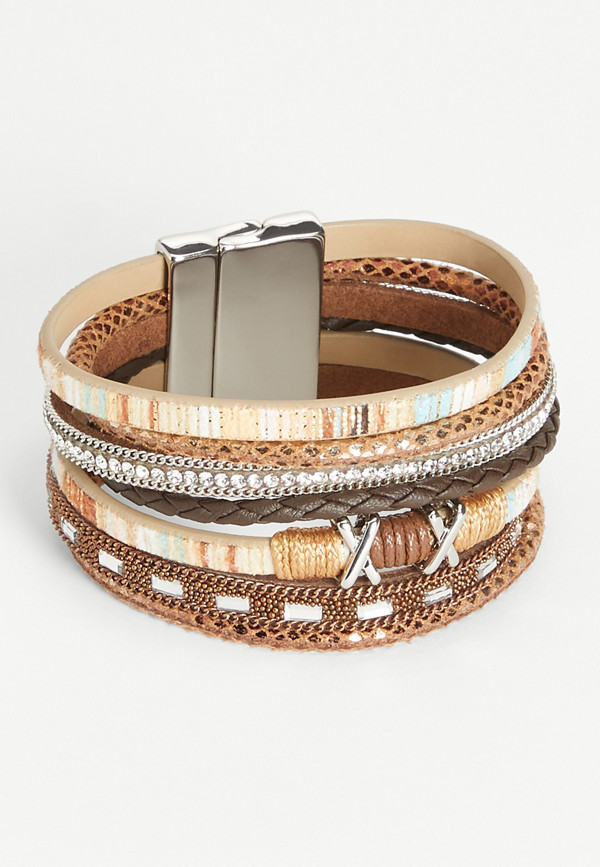 Brown Multi Row Magnetic Bracelet | maurices