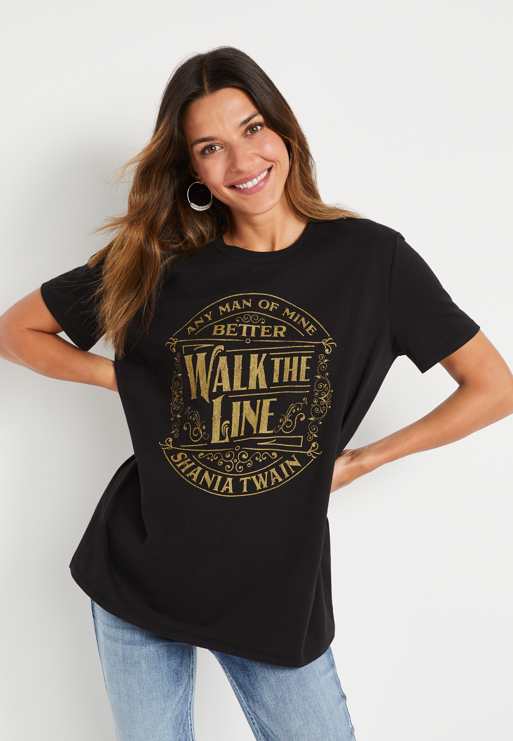 Black Shania Twain Oversized Graphic Tee maurices