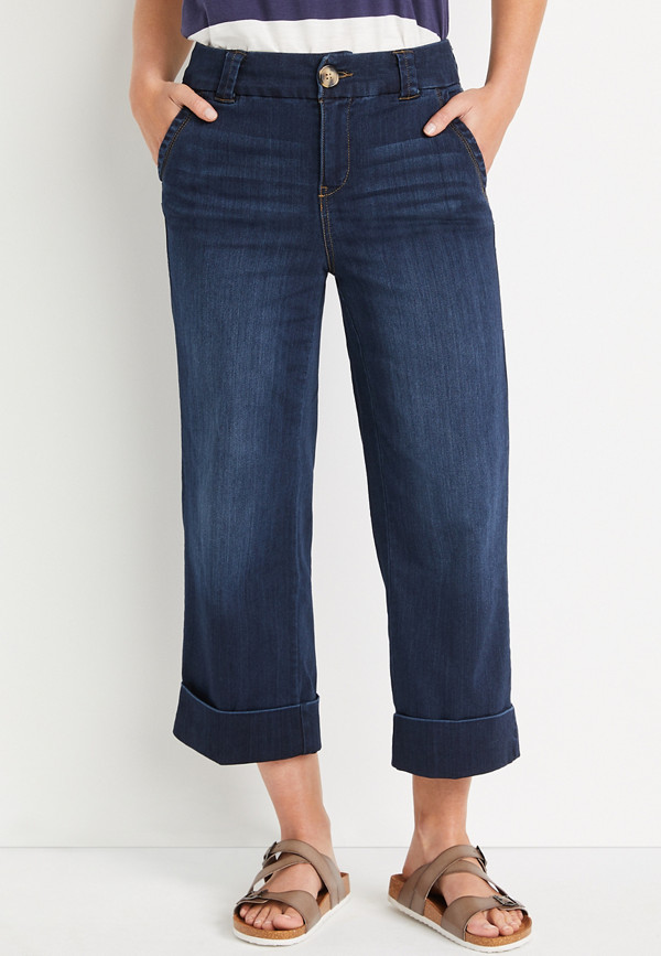 ONE5ONE™ High Rise Dark Cuffed Wide Cropped Jean | maurices