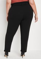Plus Size Paper Bag High Rise Tie Waist Crepe Pant, , small
