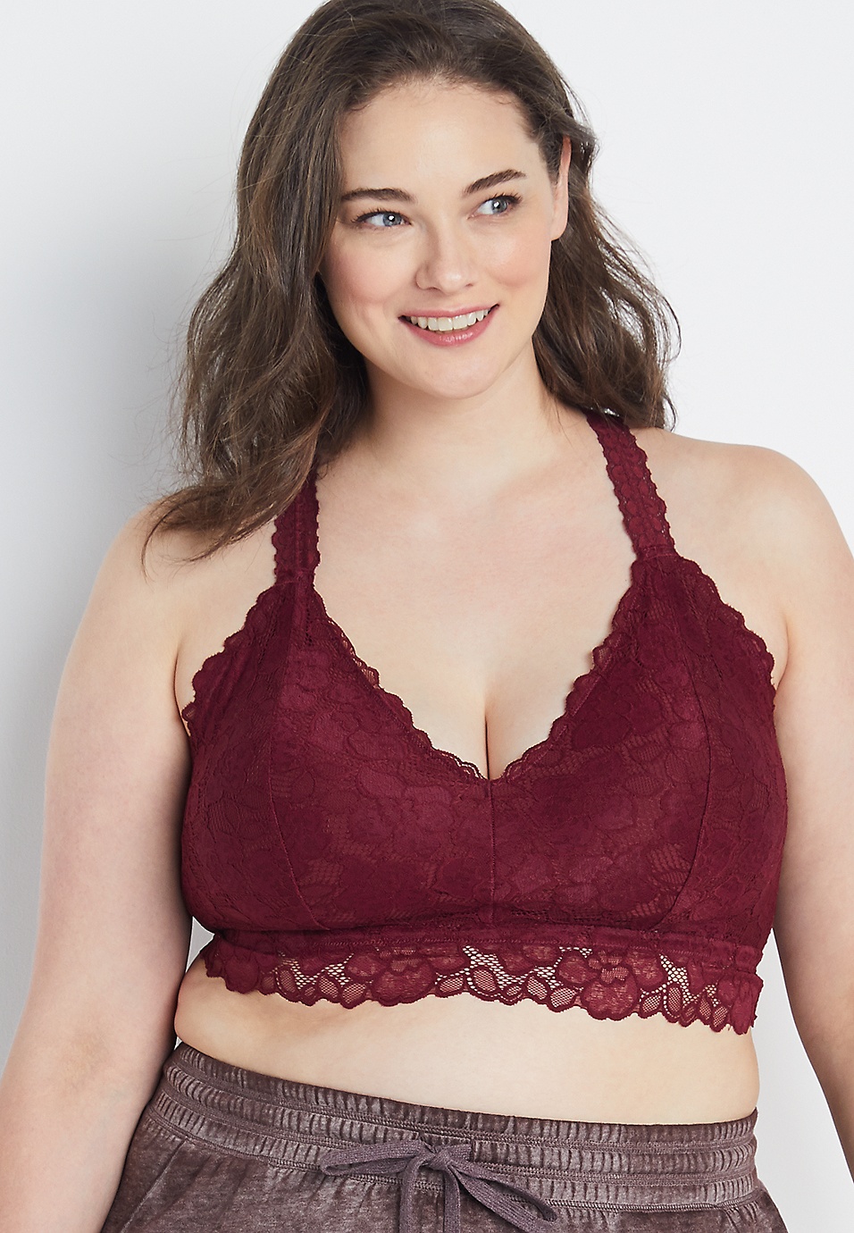 Plus Size Vintage Lace Red Triangle Back Bralette