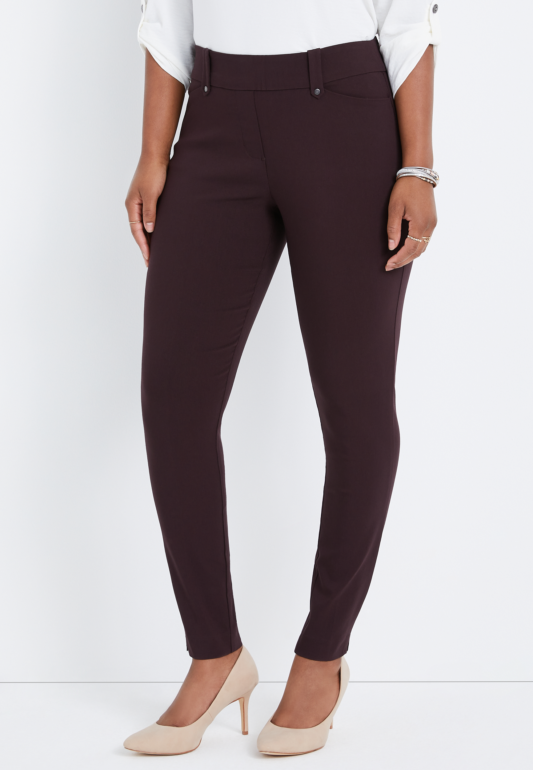 Brown Bengaline Skinny Ankle Pant | maurices