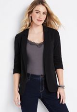 Versa Black Open Front Blazer, , small