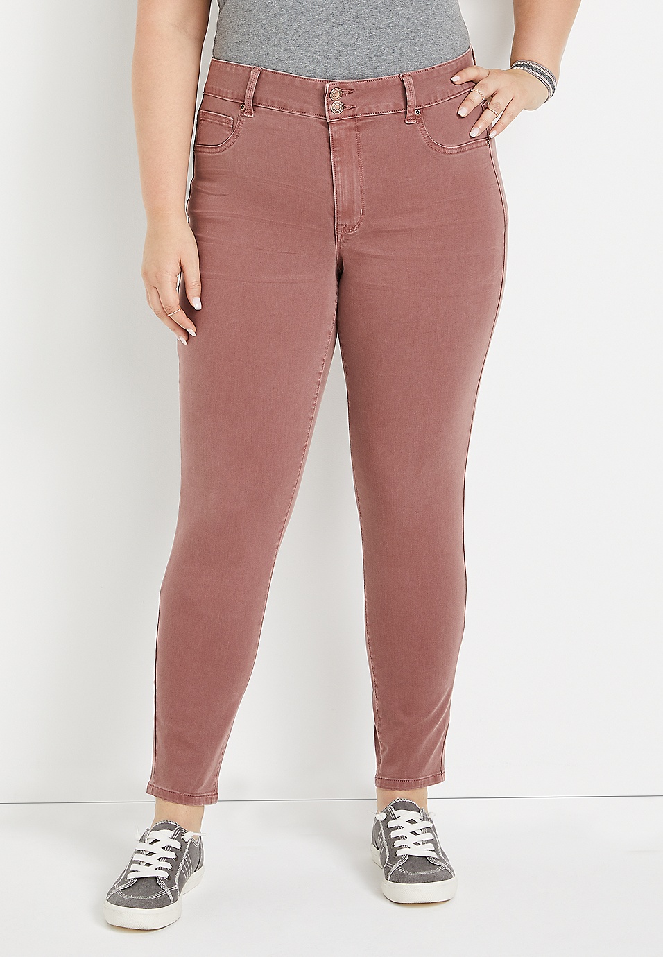 Plus jeans by maurices™ Dark Pink Rise Button Jegging Made With REPREVE® | maurices