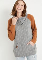 Gold Polka Dot Asymmetric Cowl Neck Sweatshirt, C1755, small