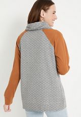 Gold Polka Dot Asymmetric Cowl Neck Sweatshirt, C1755, small