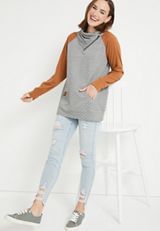 Gold Polka Dot Asymmetric Cowl Neck Sweatshirt, C1755, small