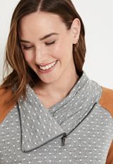 Gold Polka Dot Asymmetric Cowl Neck Sweatshirt, C1755, small