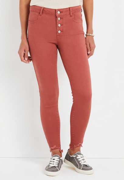 m jeans by maurices™ Cool Comfort Deep Pink High Rise Button Fly Jegging
