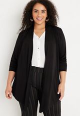Plus Size Long Sleeve Open Front Cardigan, C106, small