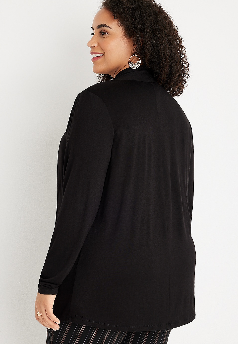 Plus Size Long Sleeve Open Front Cardigan