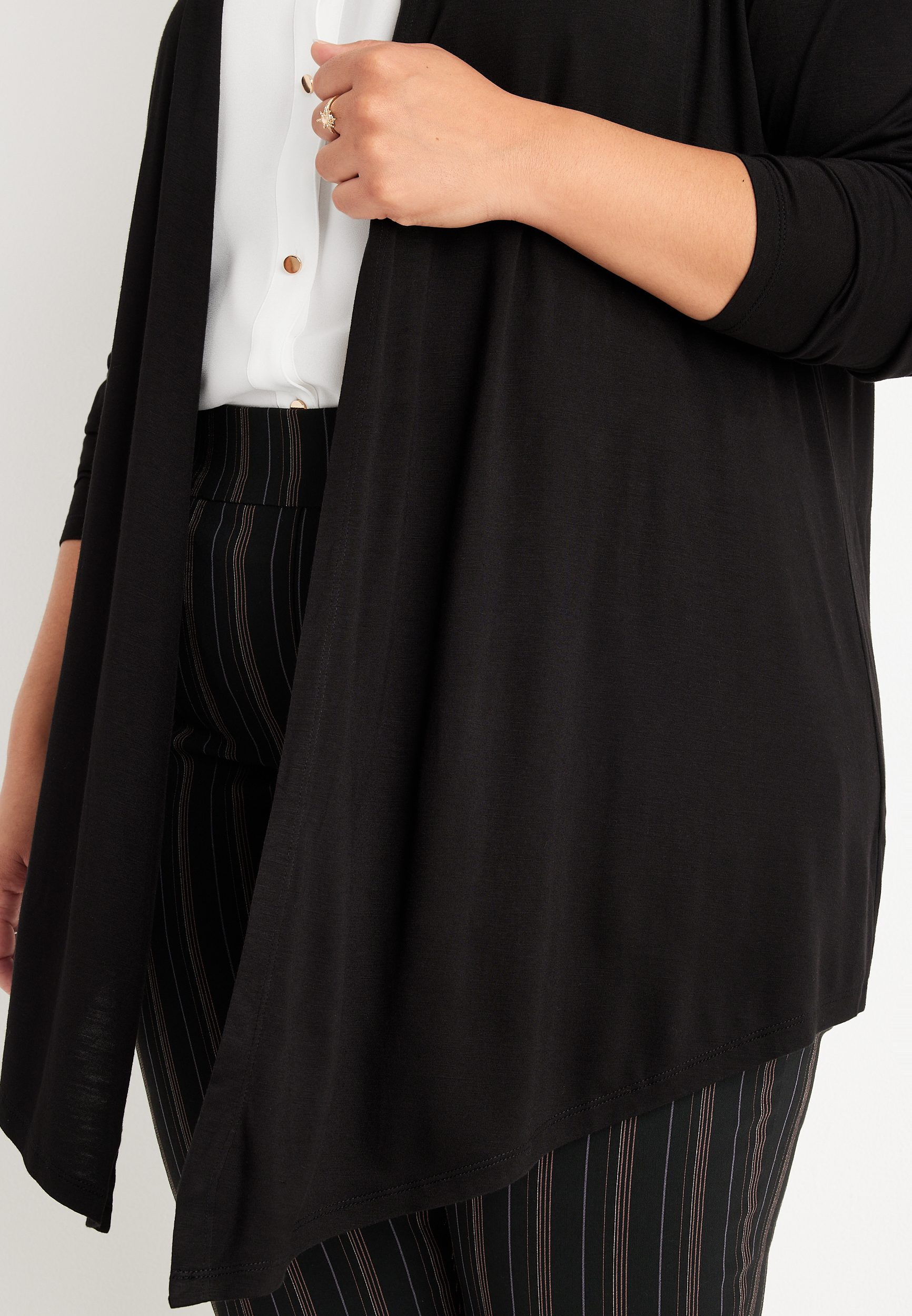 Plus Size Long Sleeve Open Front Cardigan, C106, large