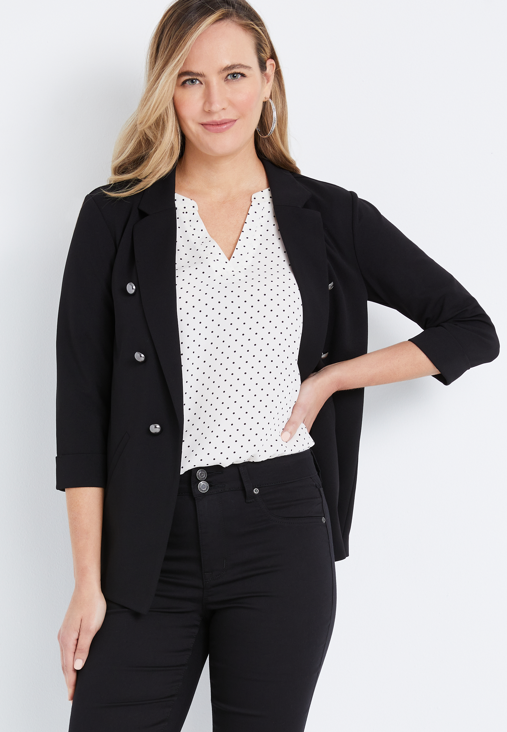 Solid Triple Button Blazer | maurices