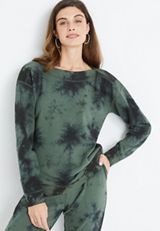 Green Tie Dye Sweatshirt, OLIVE COMBO, small