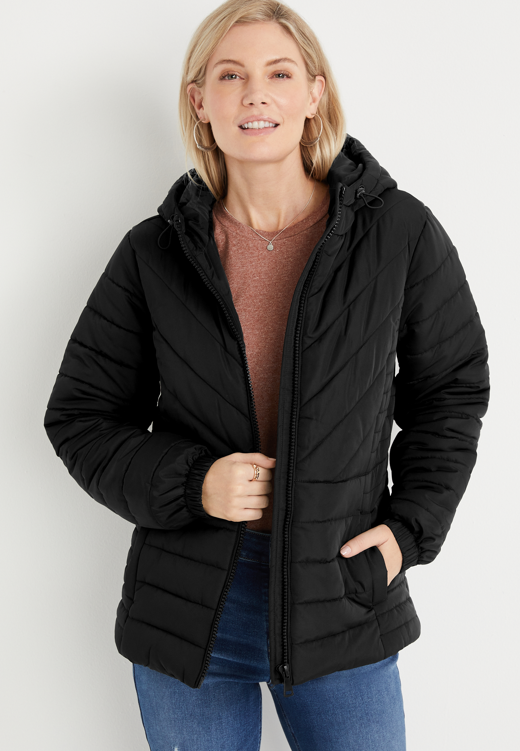 Black Active Puffer Jacket | maurices