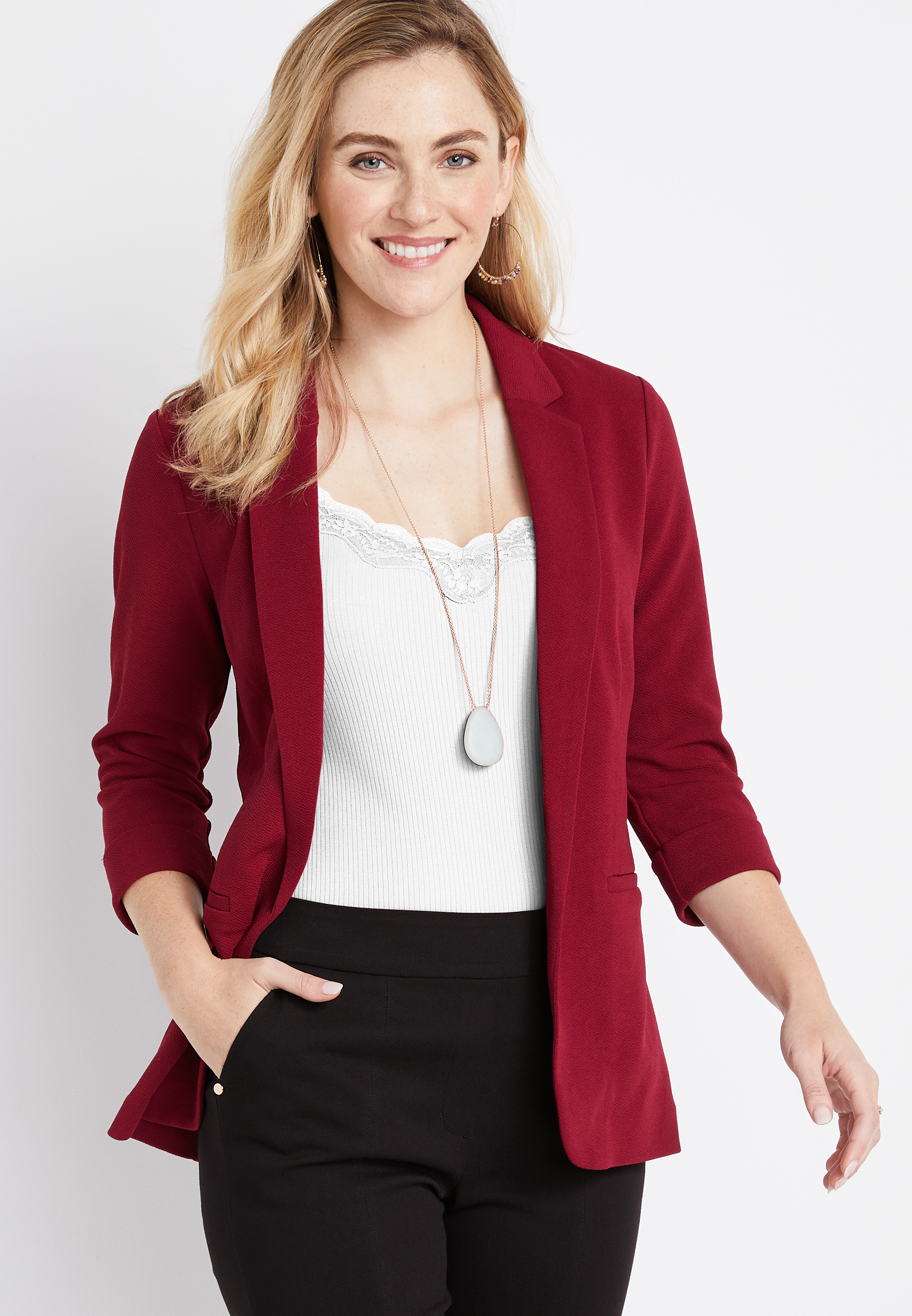 Red Open Front Blazer | maurices