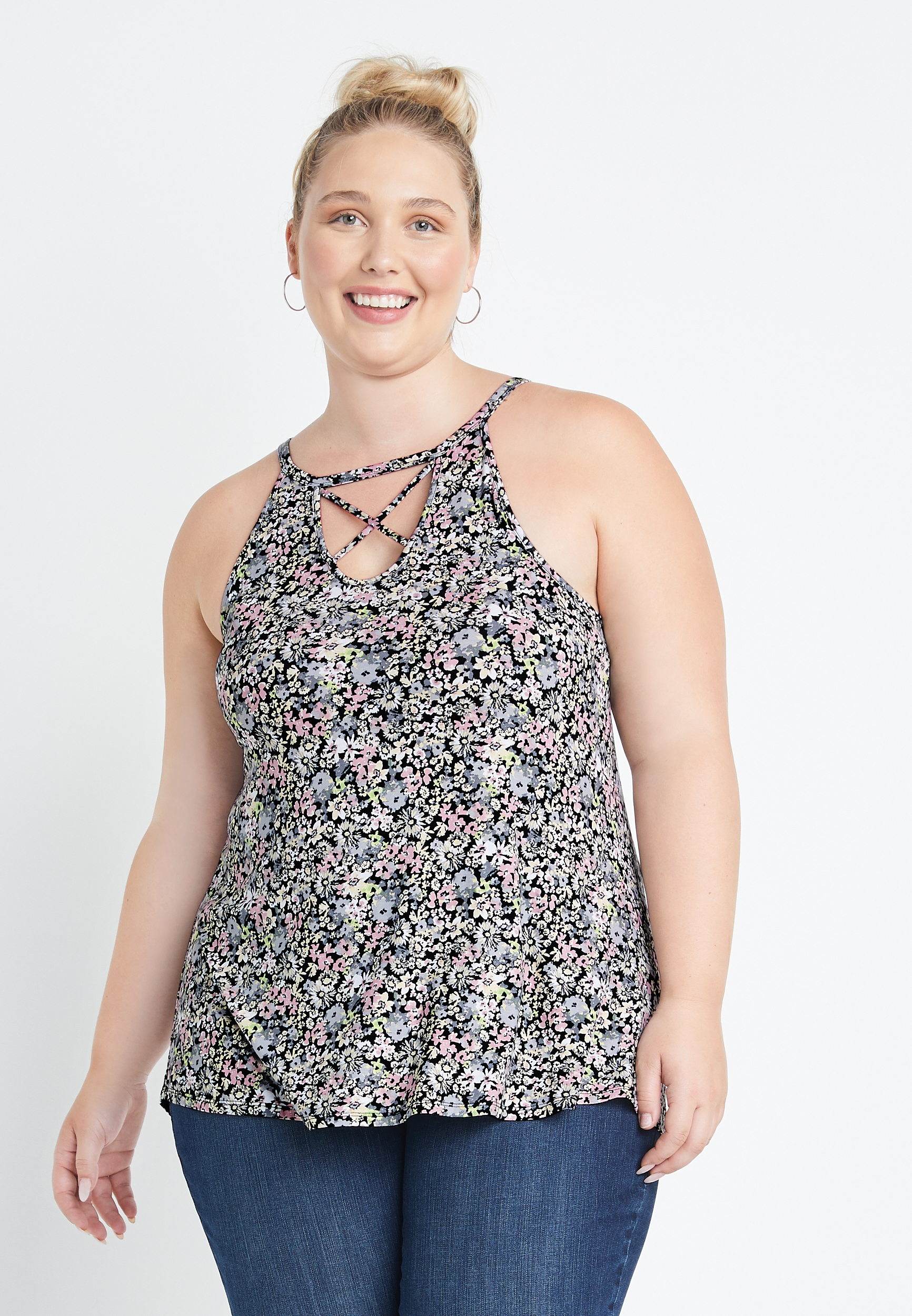 Plus Size 24/7 Floral Strappy High Neck Cami maurices