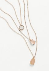 Dainty Layered Crystal Drape Necklace, , small