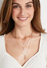 Dainty Layered Crystal Drape Necklace, , small