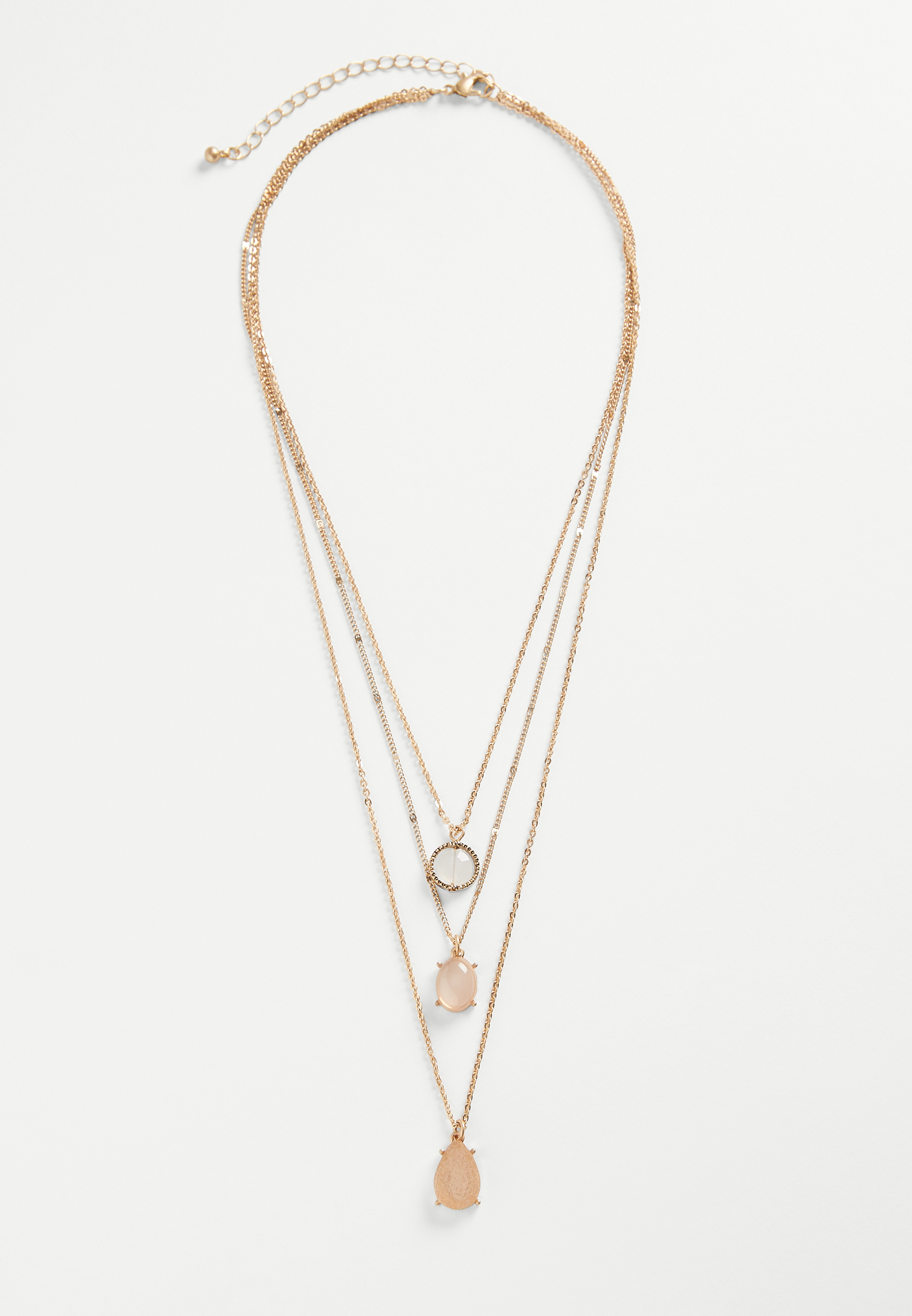 Dainty Layered Crystal Drape Necklace, , large