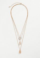 Dainty Layered Crystal Drape Necklace, , small
