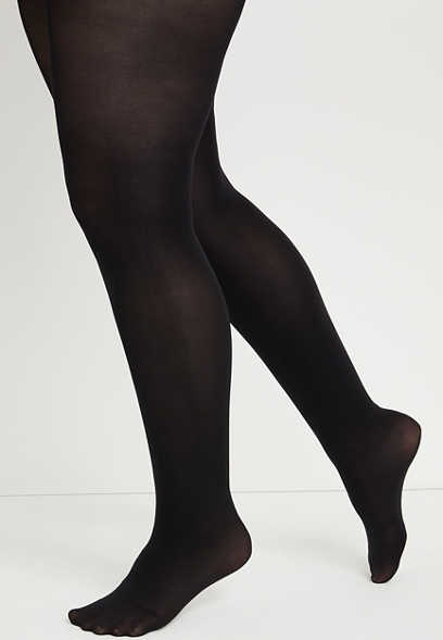 Plus Size Black 40D Opaque Control Top Tights