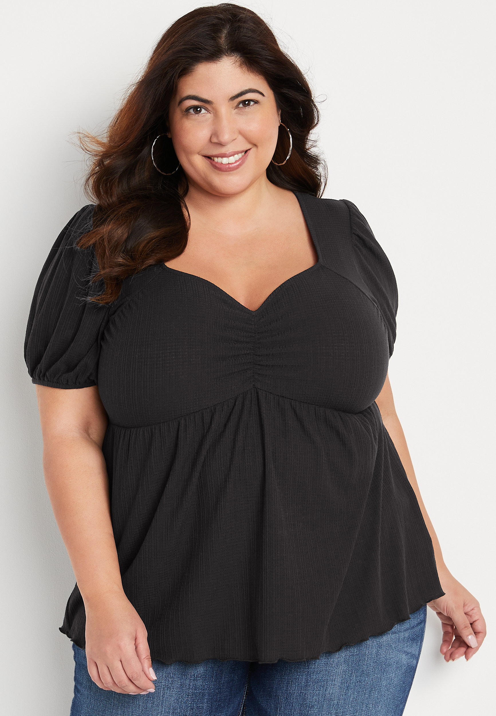 Plus Size Solid Sweetheart Neck Top | maurices