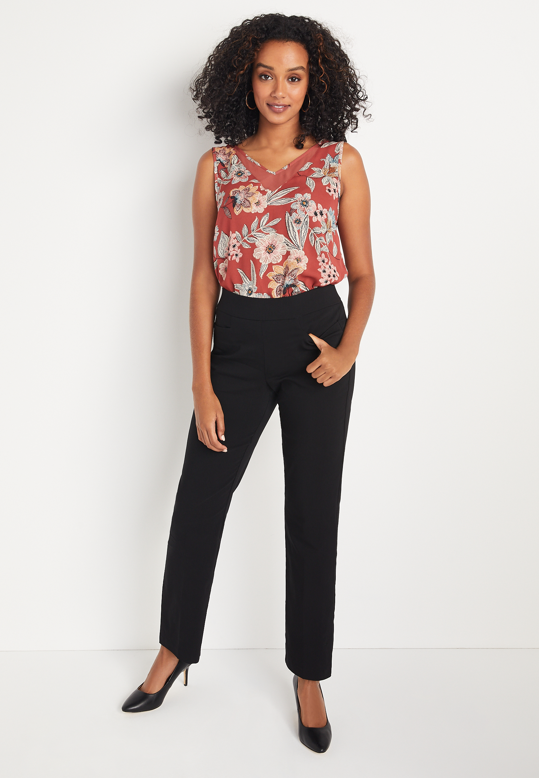 Black Bengaline Straight Leg Pant, C106, large