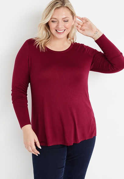 Plus Size 24/7 Solid Long Sleeve Tee