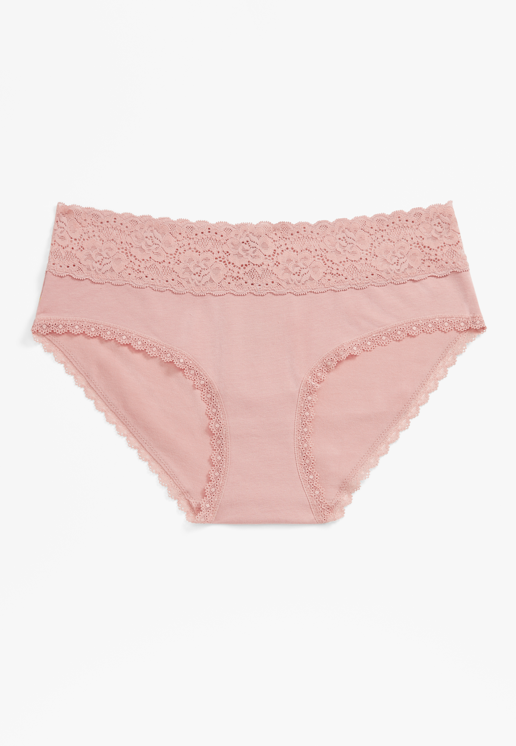 Simply Comfy Wide Lace Trim Cotton Hipster Panty | maurices