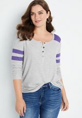 Cozy Tunic Henley Tee, , small