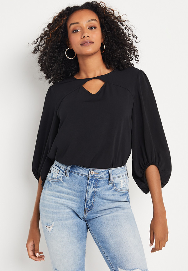 Black Cut Out Blouse | maurices