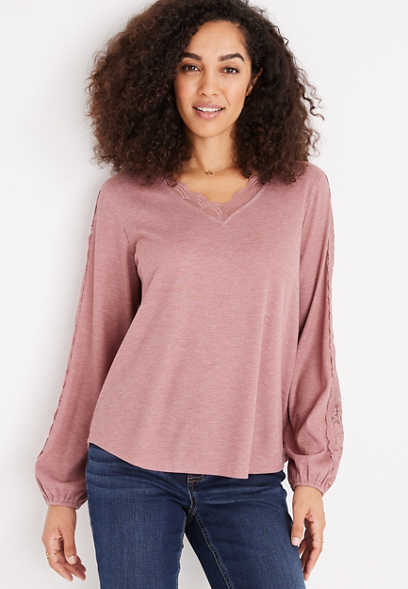 Solid Lace Inset Top
