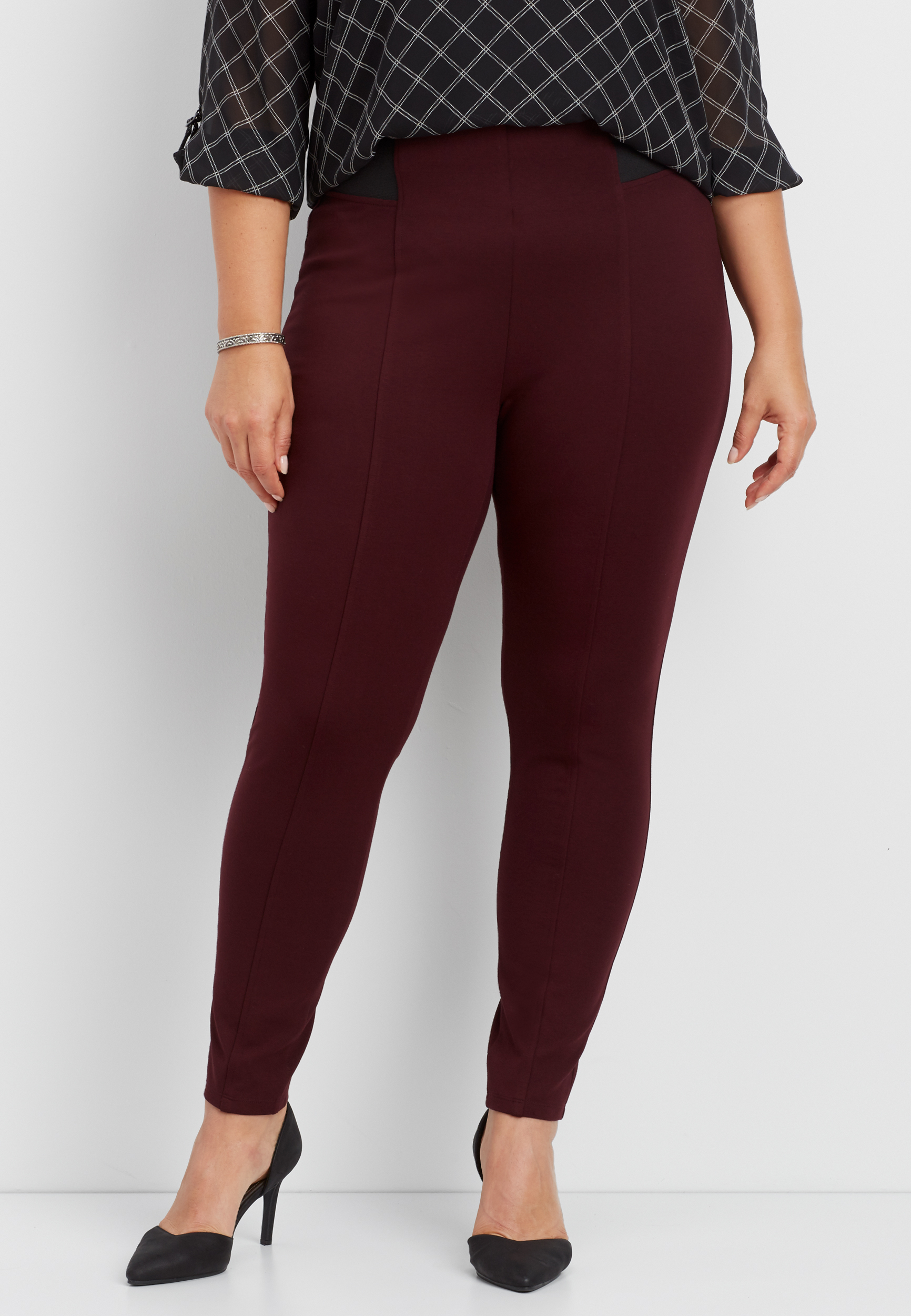 the plus size high rise ponte skinny ankle pant | maurices