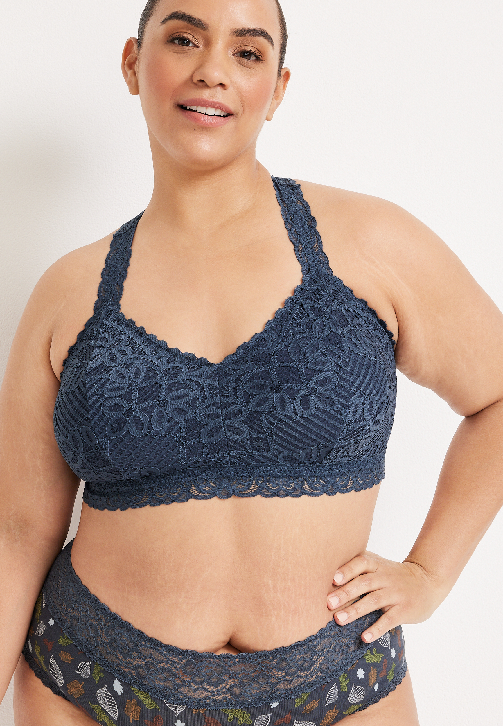Maurices, Intimates & Sleepwear, New Maurices Womens Ribbed Lace Bralette  Bra Padded Black Wireless Seamless