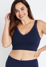 True Stretch Seamless Lace Strap Bralette, BLUE JASMINE, small