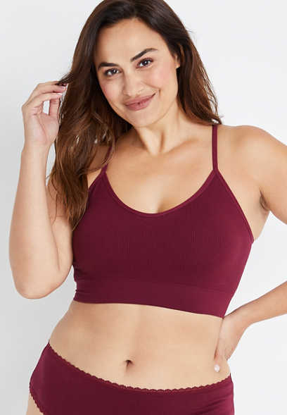 Soft Stretch Solid Seamless Simple Strap Bralette