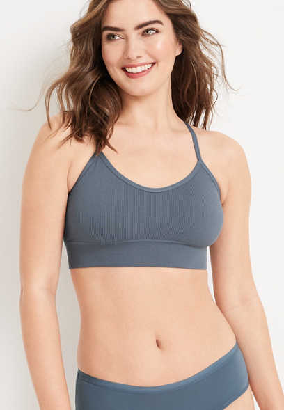 Soft Stretch Solid Seamless Simple Strap Bralette 