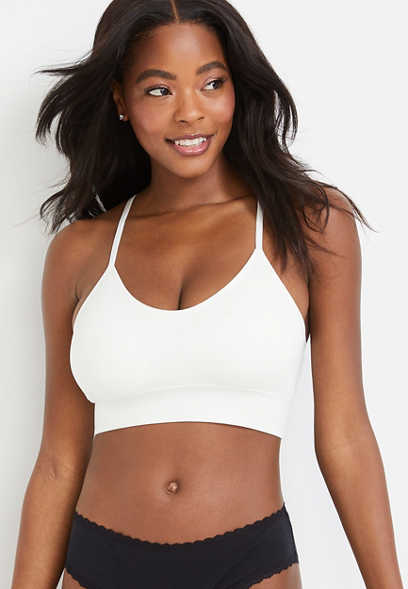 Soft Stretch Solid Seamless Simple Strap Bralette