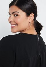 Plus Size Black Zipper Back Blouse, , small