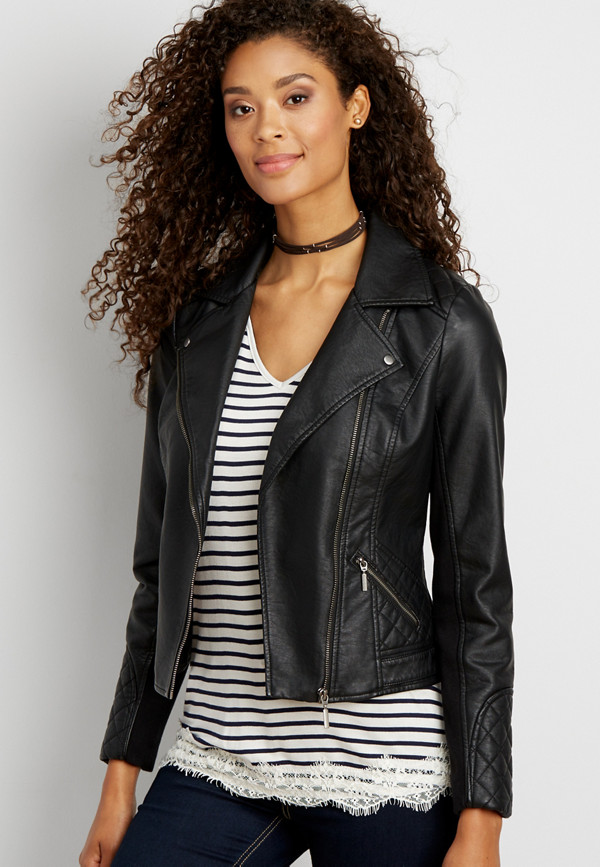 moto jacket with quilted stitching | maurices